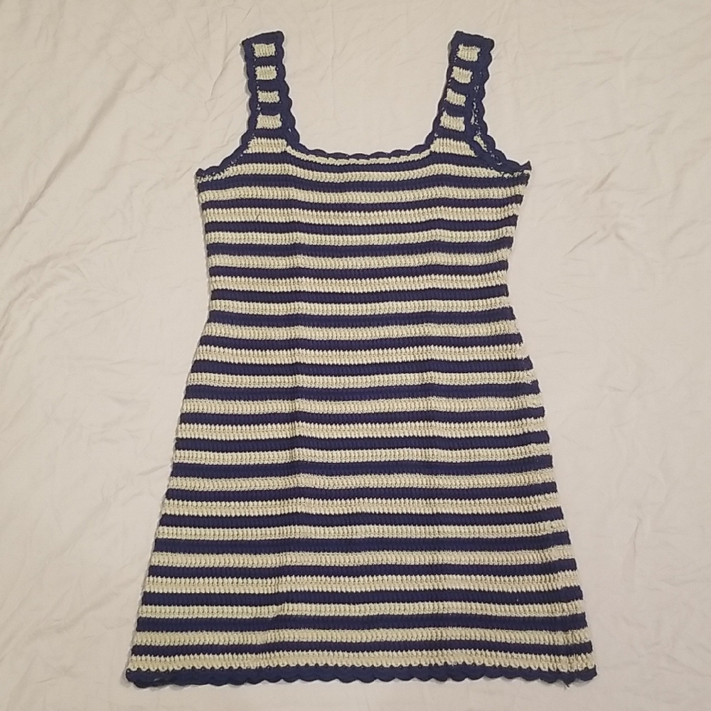 JCrew NWT Striped Blue and Cream Knit Dress